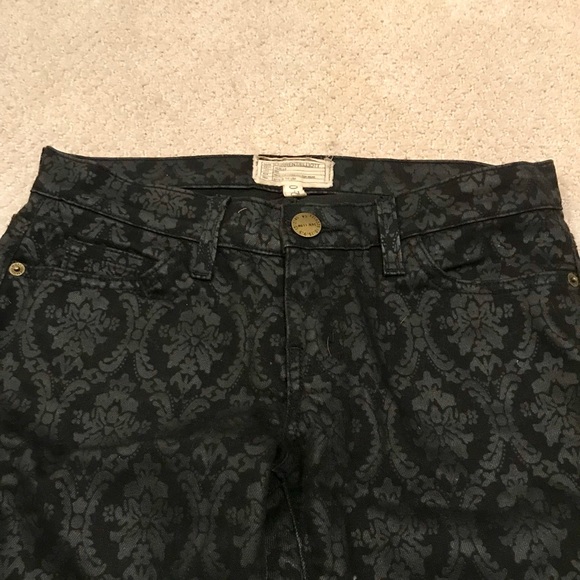 Current/Elliot black jeans with damask black print - Picture 2 of 5